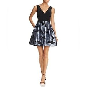 Aqua Exclusive NWT Black Gray Floral Brocade Cocktail Hoco Pageant Dress 8